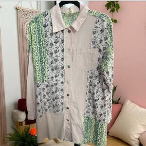 POL Floral and Stripe Button-Up Shirt